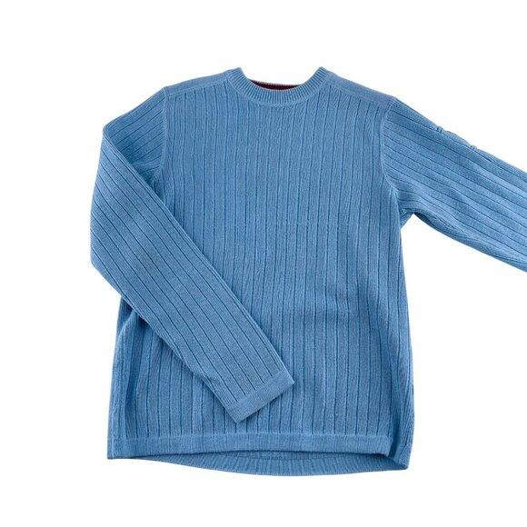 Abercrombie & Fitch Mens Ribbed Knit Crewneck Sweater A/92 Size M Blue Y2k - Picture 1 of 5